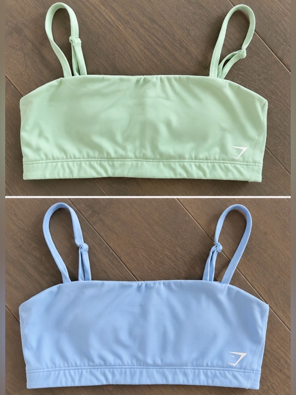 Gymshark Pastel Bandeau Bra Bundle Light Green + Blue // Medium